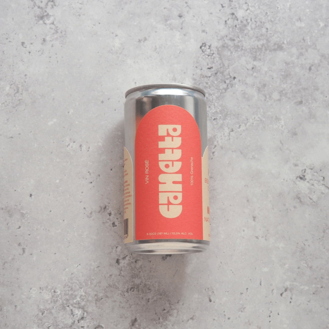 A 187ml can of rosé wine made from Grenache & Cabernet Sauvignon grapes from France and canned for Canetta.