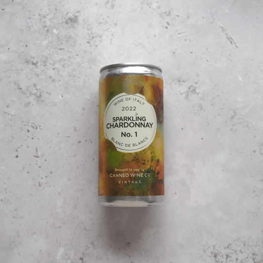 A 200ml can of sparkling white wine made from Chardonnay grapes from Italy produced by The Canned Wine Co.