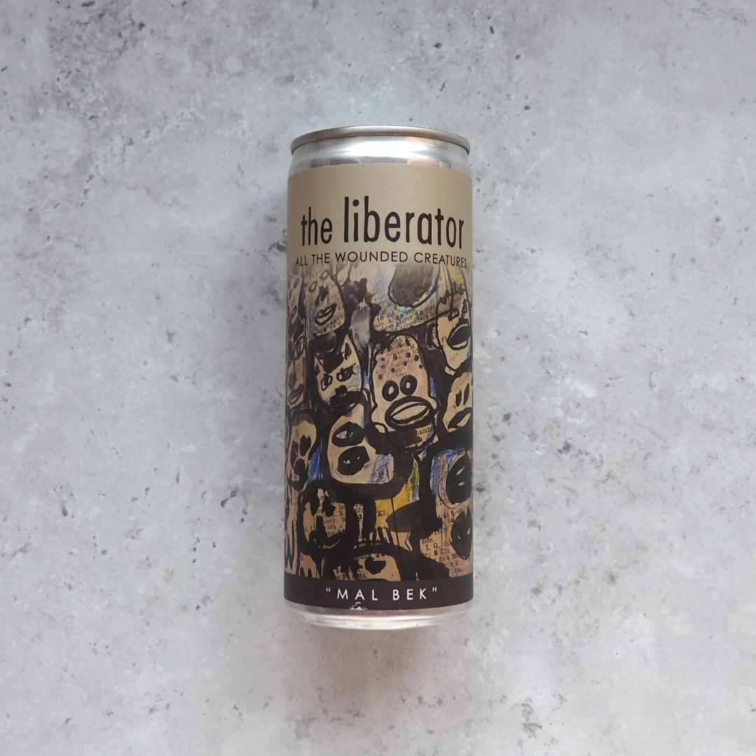 The Liberator ‘All the Wounded Creatures’ Mal Bek canned red wine, a South African blend of Malbec and Cabernet Sauvignon with blackberry, cherry and spice notes.