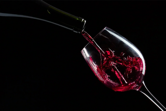 Vintage-style drawing of full-bodied red wine showing a deep, bold red wine in a glass and bottle, perfect for exploring rich, high-tannin red wines with intense flavour