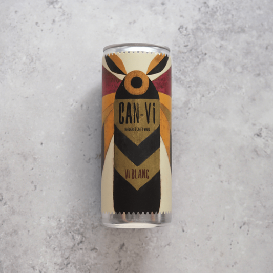 A 250ml can of white wine made from Macabeu and Parellada grapes from Spain by Can-Vi.