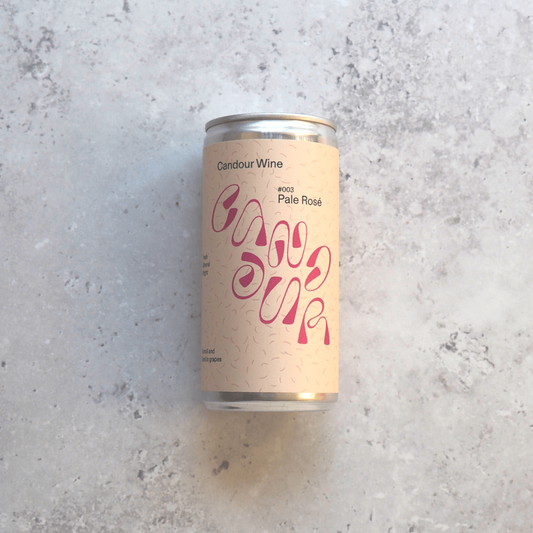 A 200ml can of rosé wine made from Sumoll and Xarel·lo grapes grown in Spain and canned for Candour.