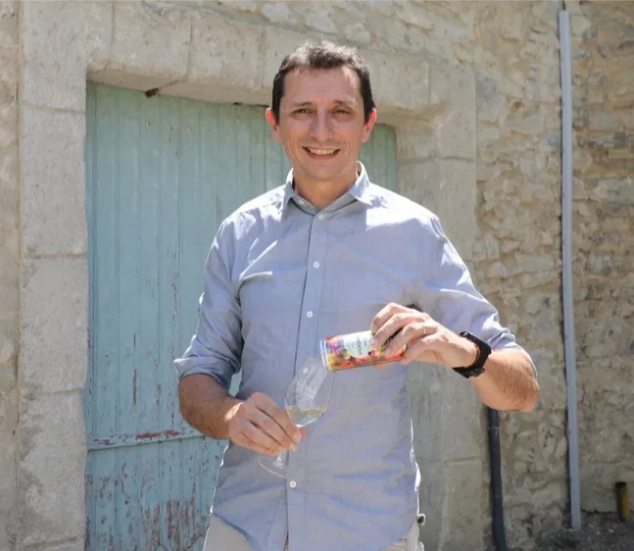 Winemaker famille d’Exéa crafting Canned Wine Co. No.2 Organic Viognier 2022
