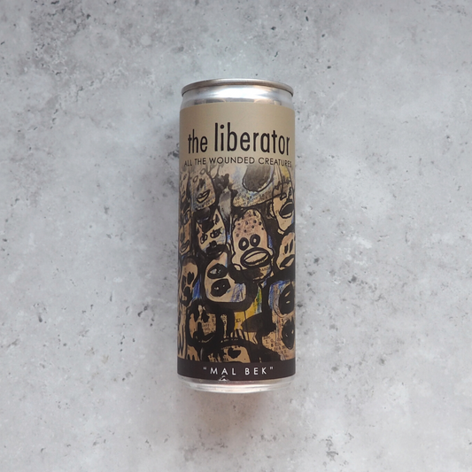 The Liberator ‘All the Wounded Creatures’ Mal Bek canned red wine, a South African blend of Malbec and Cabernet Sauvignon with blackberry, cherry and spice notes.