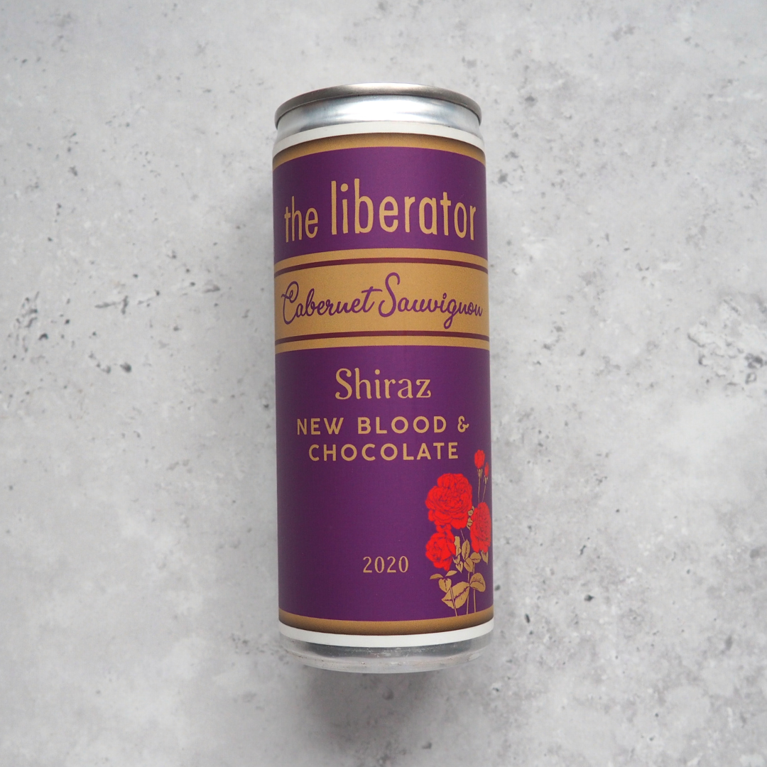 The Liberator ‘New Blood and Chocolate’ canned red wine, a South African Cabernet Sauvignon and Shiraz blend with blackcurrant, cherry, plum and spice.